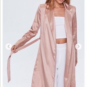 Forever 21 blush satin duster coat